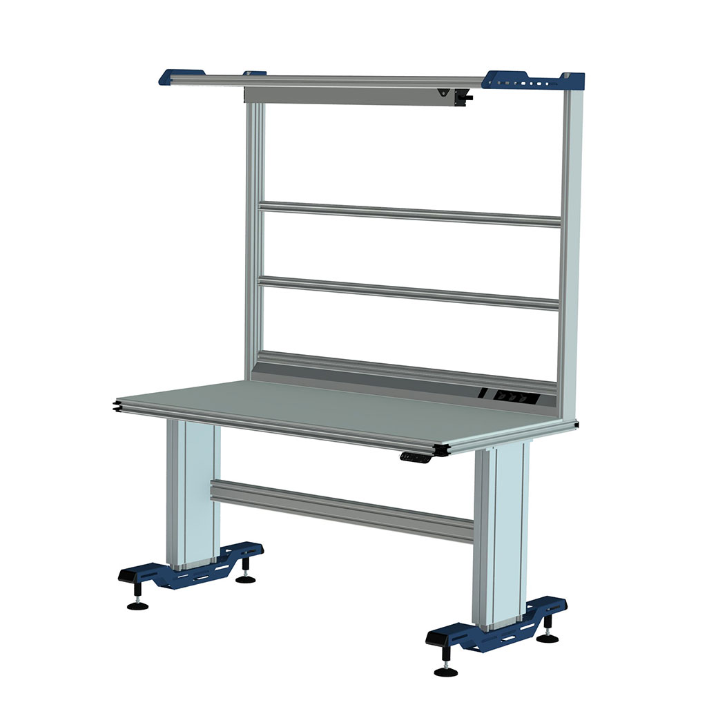 CLIP-O-FLEX® Systemarbeitsplatz universell, elektrisch höhenverstellbar