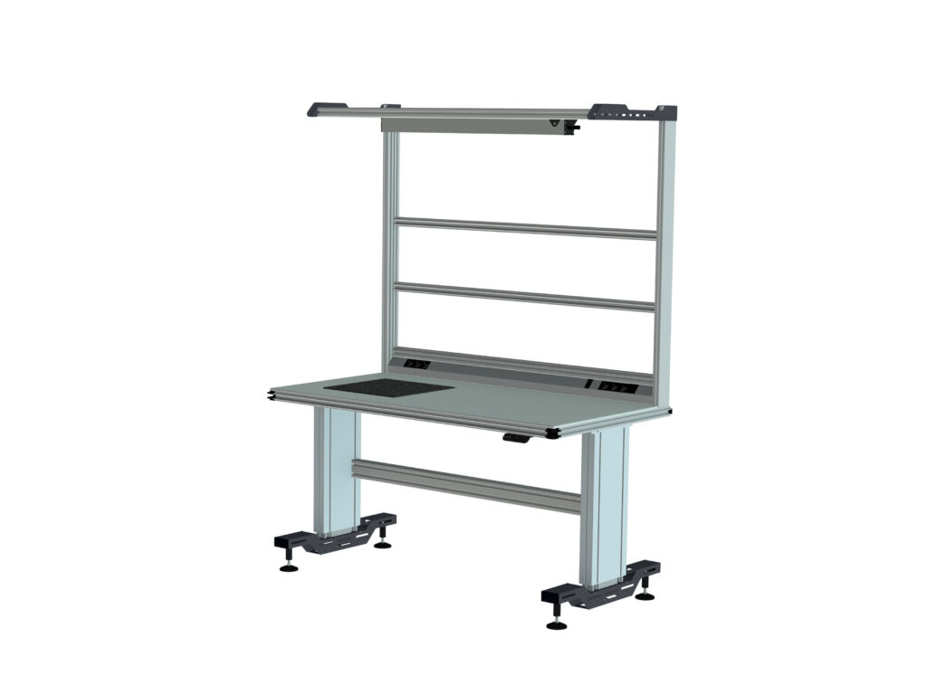 CLIP-O-FLEX® Systemarbeitsplatz Messtechnik, elektrisch höhenverstellbar